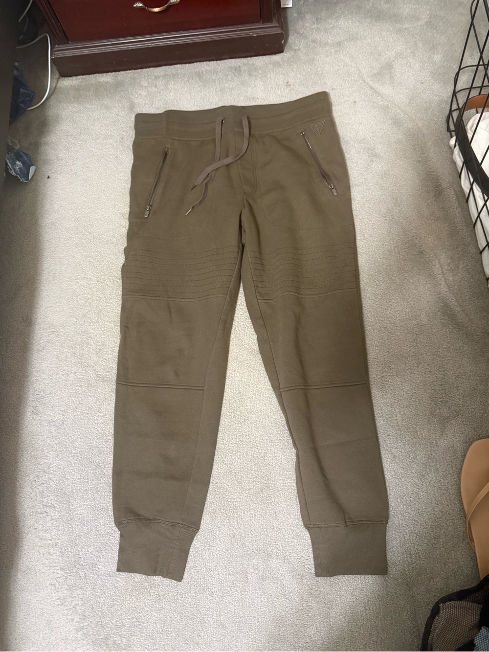 Guess Olive/Tan Ribbed Waist Sweatpants